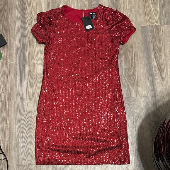 DKNY Red Sequin Mini Dress - Picture 1 of 5